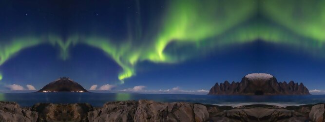 GranCanariaFerienhaus Reisetipps - Polarlichter Norwegen Tromso - Skandinaviens eiskalte Schönheit fasziniert mit atemberaubenden Nordlichtern und geradezu außerirdisch imposanten Gebirgskulissen. Land der Mitternachtssonne am Polarkreis, ein Paradies für Wanderer, Naturfreunde, Hobbyfotografen und Instagram er/innen. Tromsø liegt unter dem sogenannten „Nordpollichtoval“, das den magnetischen Nordpol wie ein Ring oder Gürtel umschließt. Hier wird das Polarlicht auch Aurora Borealis genannt. Aufgrund der Struktur des Erdmagnetfeldes sind sie in dieser Region auch in Zeiten geringer Sonnenaktivität besonders häufig und intensiv zu beobachten.