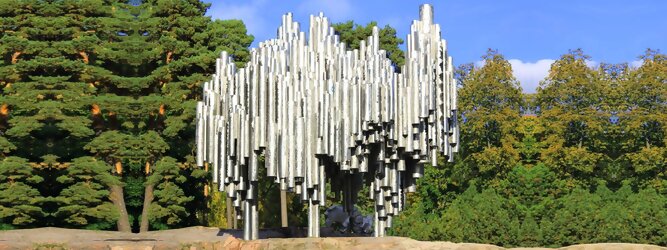 GranCanariaFerienhaus Reisetipps - Sibelius Monument in Helsinki, Finnland. Wie stilisierte Orgelpfeifen, verblüfft die abstrakt kühne Optik dieser Skulptur und symbolisiert das kreative künstlerische Musikschaffen des weltberühmten finnischen Komponisten Jean Sibelius. Das imposante Denkmal liegt in einem wunderschönen Park. Der als „Johann Julius Christian Sibelius“ geborene Jean Sibelius ist für die Finnen eine äußerst wichtige Person und gilt als Ikone der finnischen Musik. Die bekanntesten Werke des freischaffenden Komponisten sind Symphonie 1-7, Kullervo und Violinkonzert. Unzählige Besucher aus nah und fern kommen in den Park, um eines der meistfotografierten Denkmäler Finnlands zu sehen.